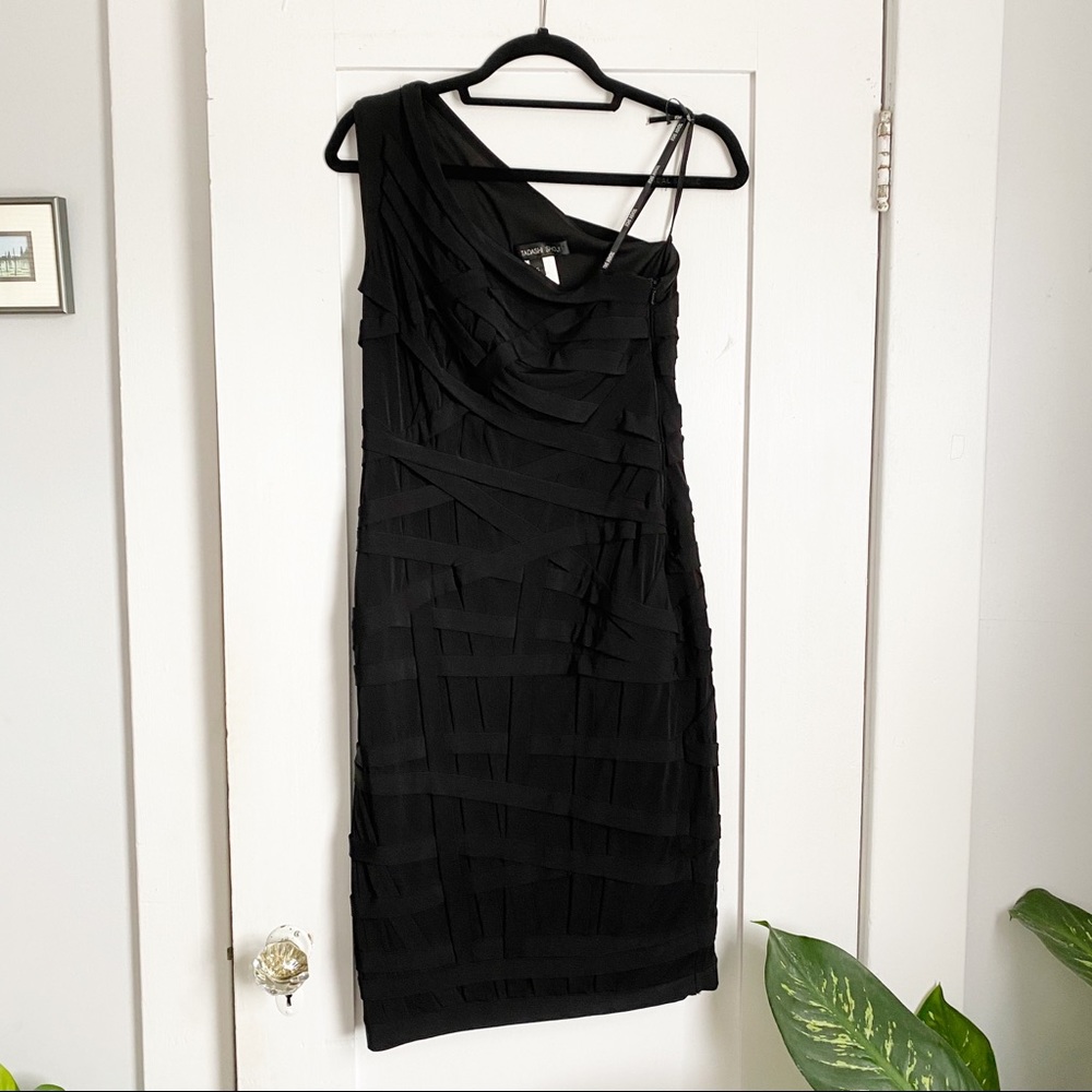 Tadashi Shoji Black Bandage One Shoulder Dress